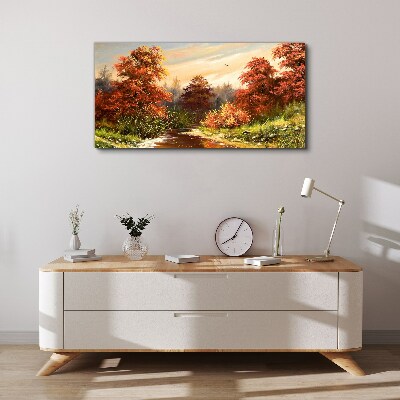 Tablou canvas Peisaj de toamnă cu un râu
