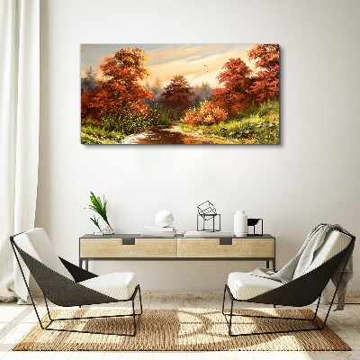 Tablou canvas Peisaj de toamnă cu un râu