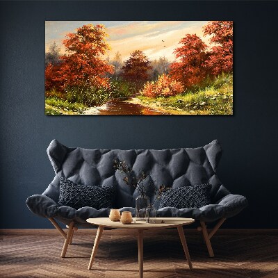 Tablou canvas Peisaj de toamnă cu un râu