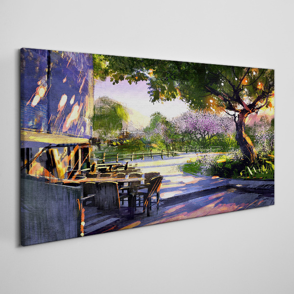 Tablou canvas Peisaj de primăvară cu copaci înfloriți