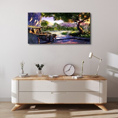 Tablou canvas Peisaj de primăvară cu copaci înfloriți