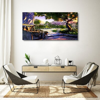 Tablou canvas Peisaj de primăvară cu copaci înfloriți