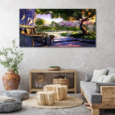 Tablou canvas Peisaj de primăvară cu copaci înfloriți