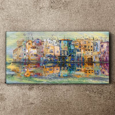 Tablou canvas Un oraș colorat lângă apă