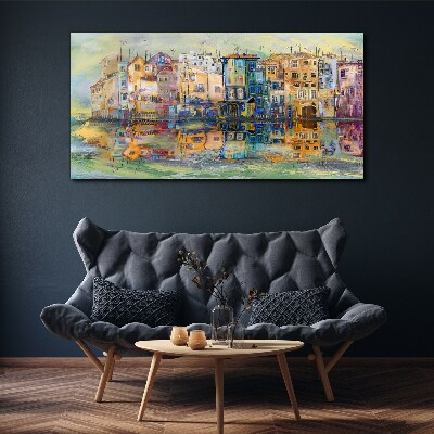Tablou canvas Un oraș colorat lângă apă