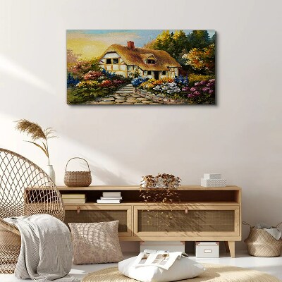 Tablou canvas O cabana fermecatoare in flori
