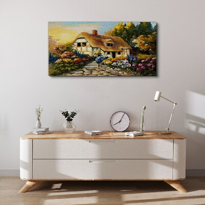 Tablou canvas O cabana fermecatoare in flori