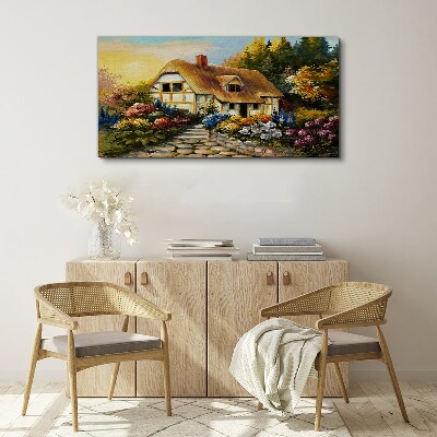 Tablou canvas O cabana fermecatoare in flori