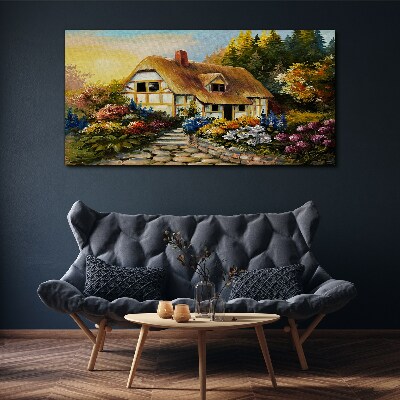 Tablou canvas O cabana fermecatoare in flori