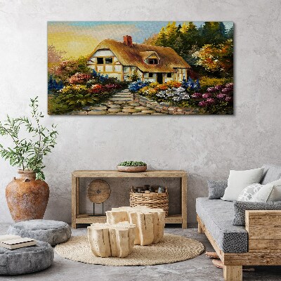 Tablou canvas O cabana fermecatoare in flori