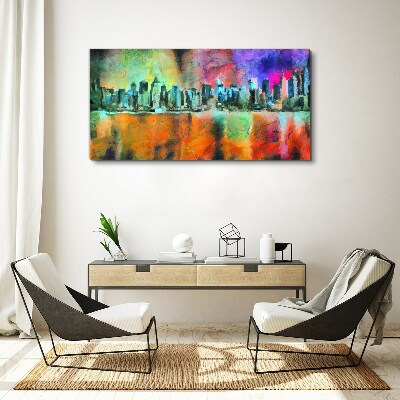 Tablou canvas Peisaj colorat orizontul orașului