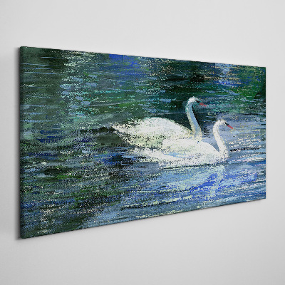 Tablou canvas Apă liniştită cu lebede