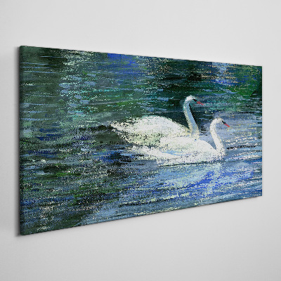 Tablou canvas păsări de lac lebede apă
