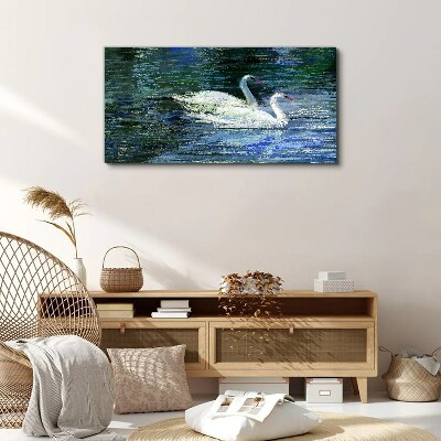 Tablou canvas Apă liniştită cu lebede