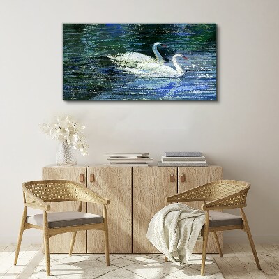 Tablou canvas Apă liniştită cu lebede