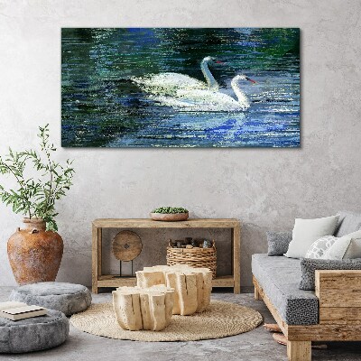 Tablou canvas Apă liniştită cu lebede