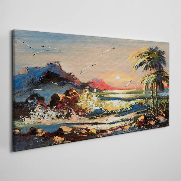 Tablou canvas Apus tropical peste mare