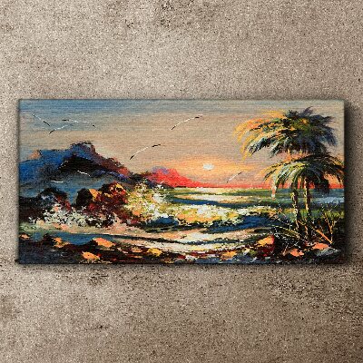Tablou canvas Apus tropical peste mare