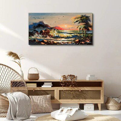 Tablou canvas Apus tropical peste mare