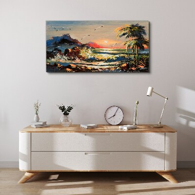 Tablou canvas Apus tropical peste mare
