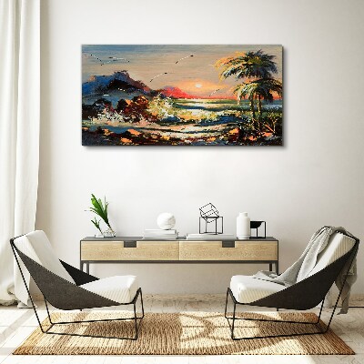Tablou canvas Apus tropical peste mare