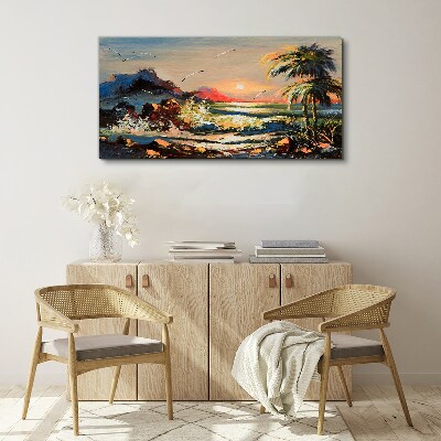 Tablou canvas Apus tropical peste mare