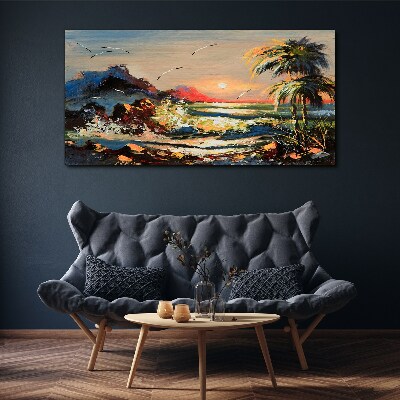 Tablou canvas Apus tropical peste mare