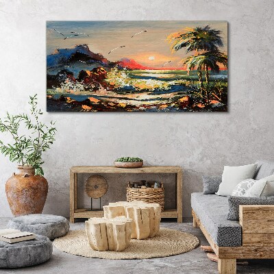 Tablou canvas Apus tropical peste mare