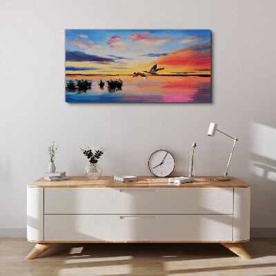 Tablou canvas Apus peste lac