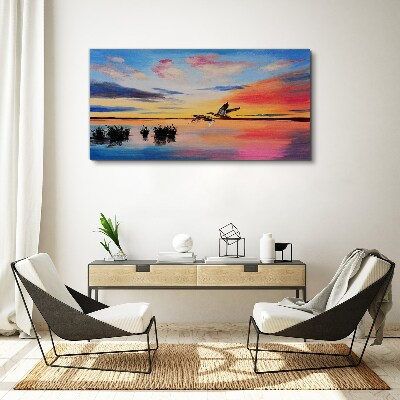 Tablou canvas Apus peste lac