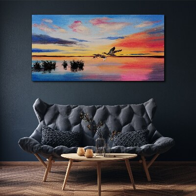 Tablou canvas Apus peste lac