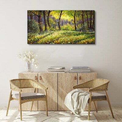 Tablou canvas Lumină aurie în pădure