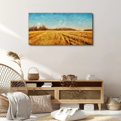 Tablou canvas Câmpuri aurii sub cerul albastru