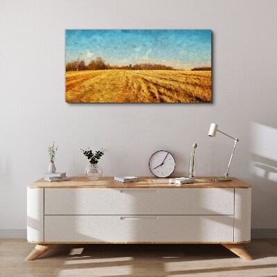 Tablou canvas Câmpuri aurii sub cerul albastru