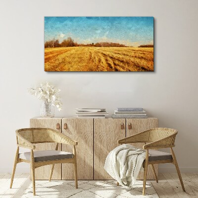 Tablou canvas Câmpuri aurii sub cerul albastru