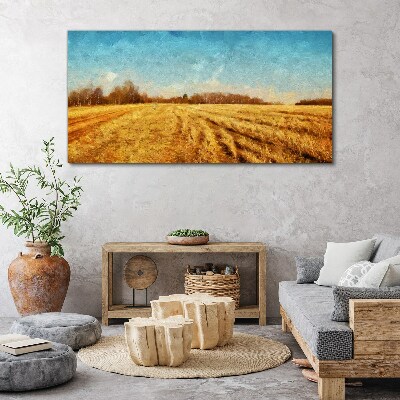 Tablou canvas Câmpuri aurii sub cerul albastru