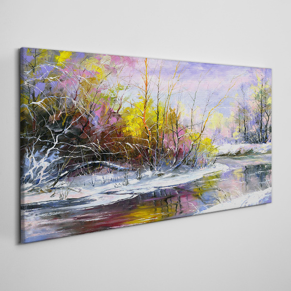 Tablou canvas Peisaj de iarnă cu un râu