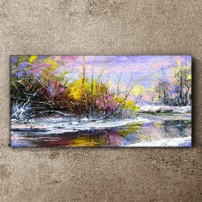 Tablou canvas Peisaj de iarnă cu un râu