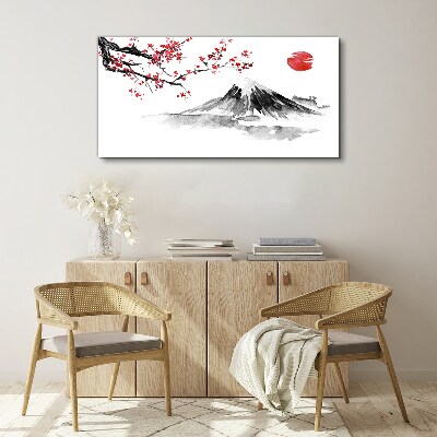 Tablou canvas cerneală munte asiatic