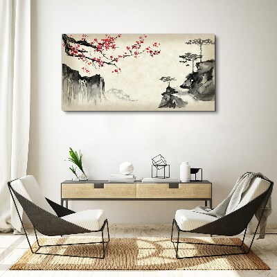 Tablou canvas Peisaj cu ramuri înflorite
