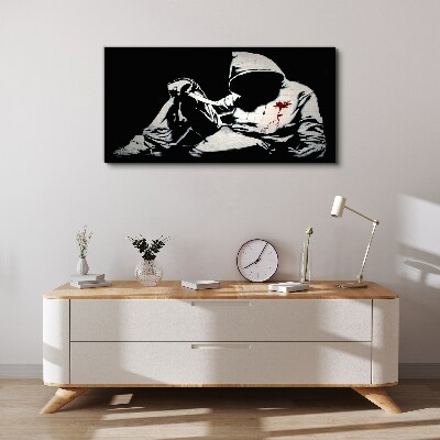 Tablou canvas Bărbat cu un cuțit Banksy
