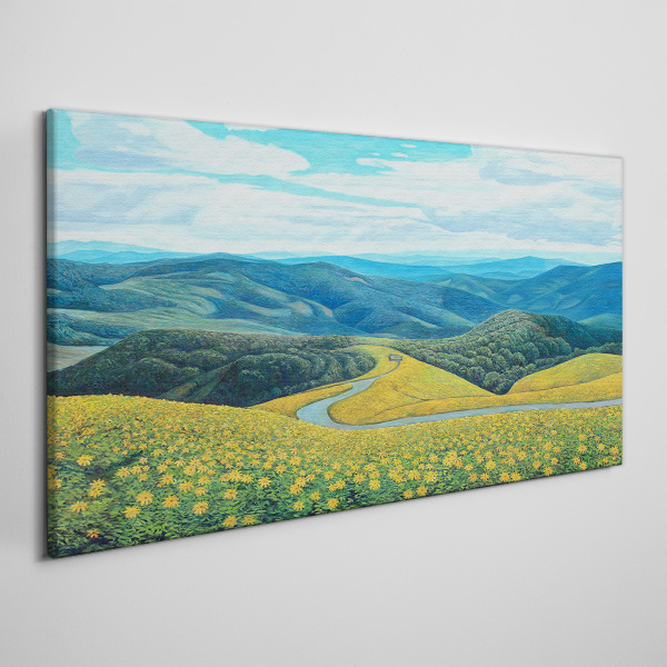 Tablou canvas Peisaj în flori galbene