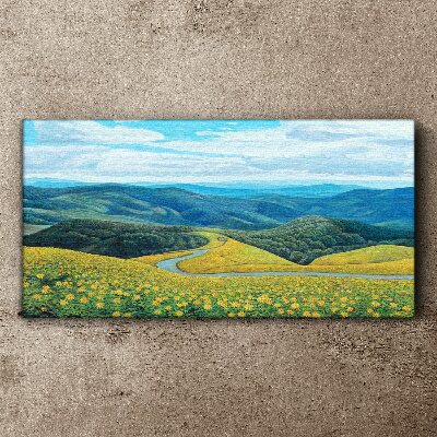 Tablou canvas Peisaj în flori galbene