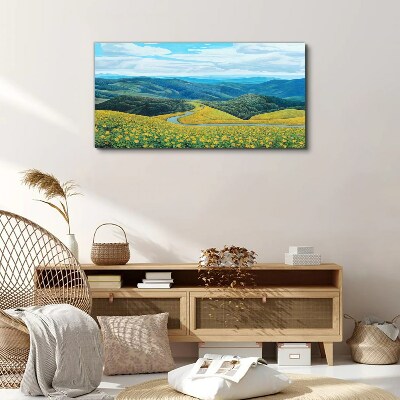 Tablou canvas Peisaj în flori galbene
