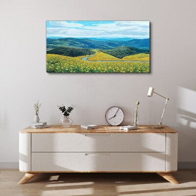 Tablou canvas Peisaj în flori galbene