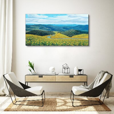 Tablou canvas Peisaj în flori galbene