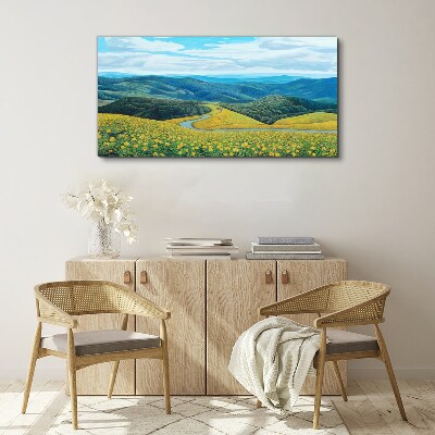 Tablou canvas Peisaj în flori galbene