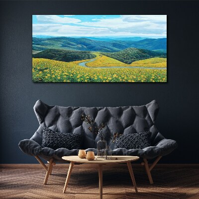 Tablou canvas Peisaj în flori galbene