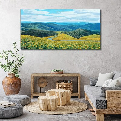 Tablou canvas Peisaj în flori galbene