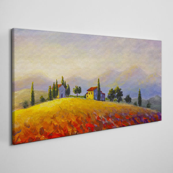 Tablou canvas Peisaj însorit cu case pe un deal